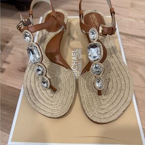 Michael Kors Brown and Cream Wedge Sandals
